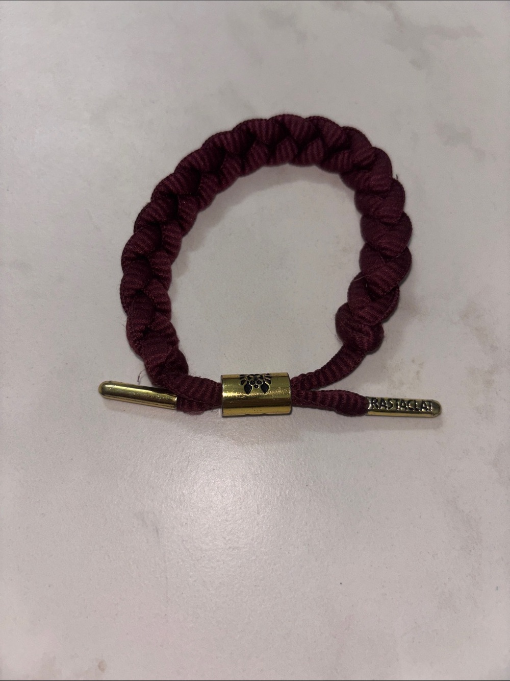 Burgundy Braided Bracelet with Gold Accents